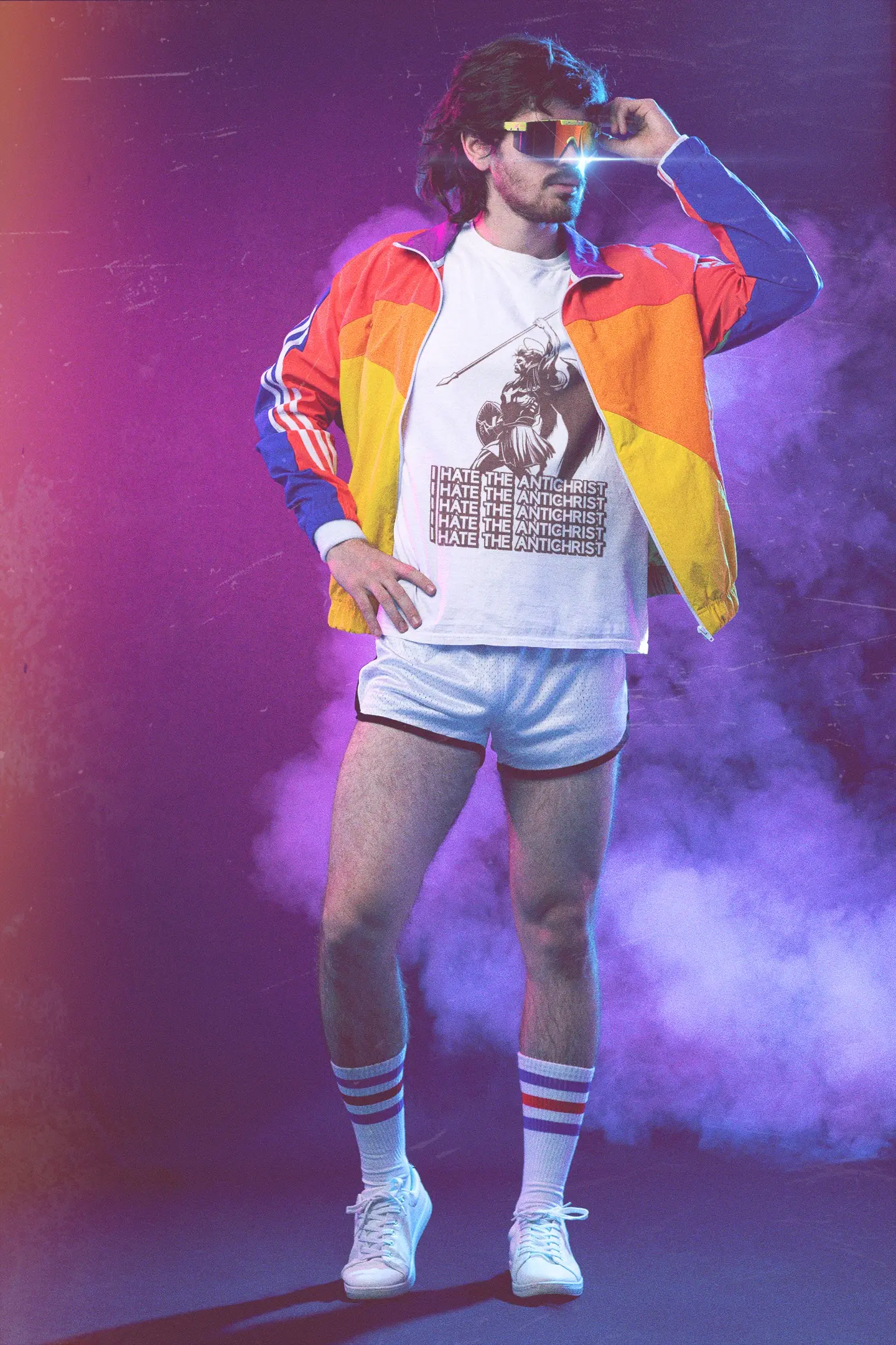 t shirt mockup featuring a quirky man in an 80s outfit m11219